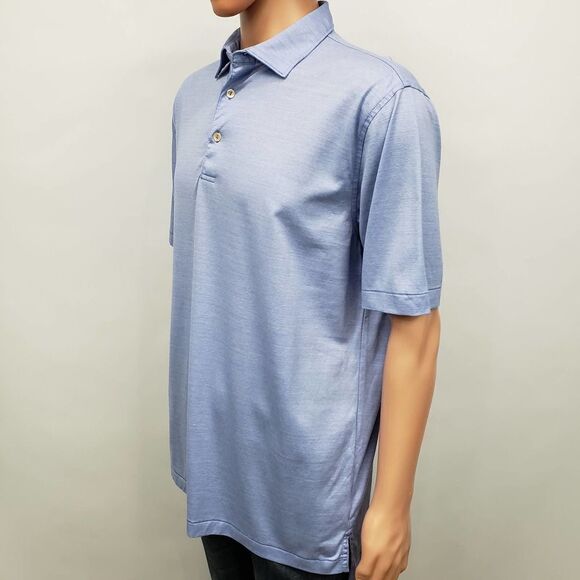 PETER MILLAR Crown Ease Briarwood Stripe Nanoluxe Polo Shirt Men L Cotton Blue - Picture 7 of 13